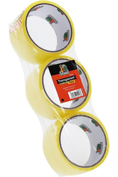 erorex Snail Transparent Packaging Tape 3 Piece 48Mm X 36M Clear Tape Refill Roll Set For Wrapping