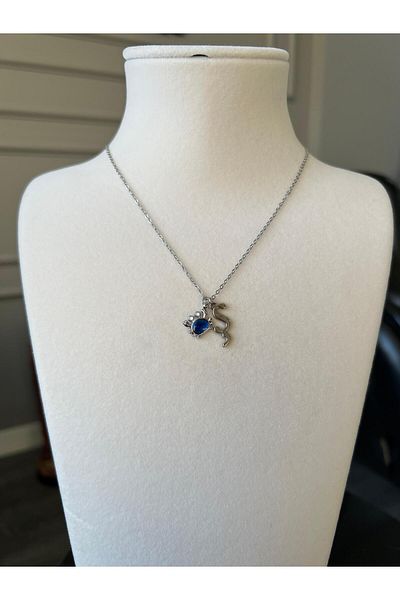 Store Letter S Necklace - with Crab Charm and Steel Chain