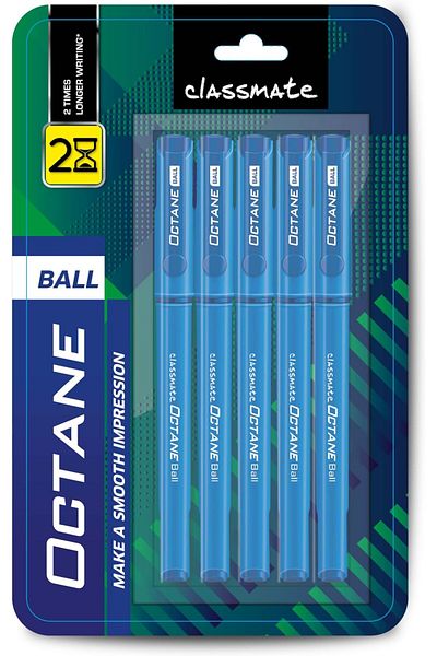 erorex Octane Blue Ball Pens Pack Of 5 Smooth And Fast Writing Ball Pens Comfortable To Hold And Write