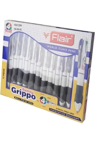 erorex مجموعة أقلام حبر جاف 4 في 1 من Sunny Grippo، مكونة من 12 قطعة، متعددة الألوان