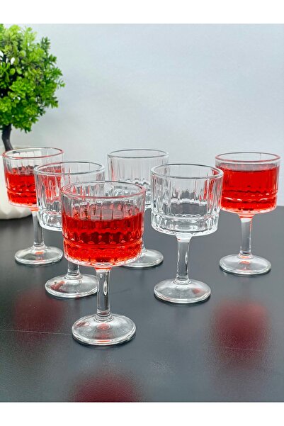 YzHome 6-Person Glass Footed Pinterest Model Striped Coffee Side Glass Glass 50ml