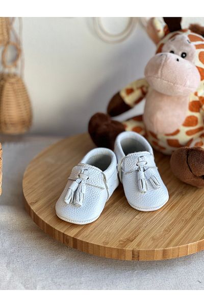 Li Puna Bony White Genuine Leather Baby Moccasin