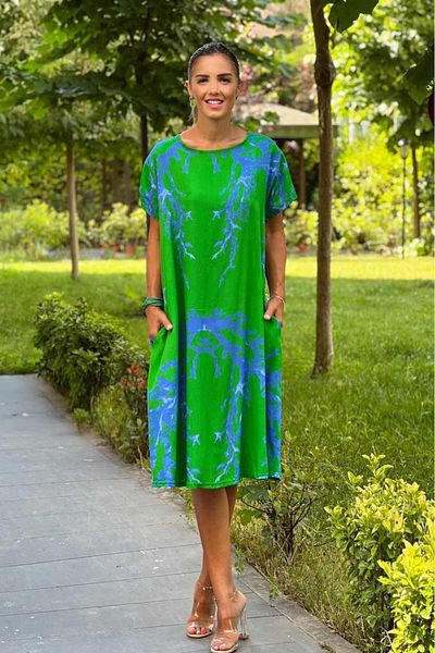Nevin Kaya Moda فستان بنمط البحر باللون الأخضر
