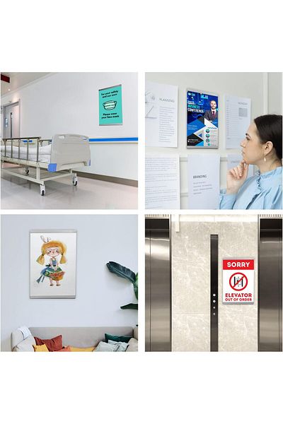 erorex A4 Acrylic Sign Holder Wall Mount Plastic Display Frames With Adhesive Tape And Magnetic Strip