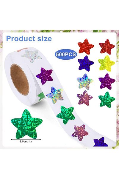 erorex 500Pcs Foil Star Stickers Small Star Stickers Roll Colored Self Adhesive Star Stickers For Student