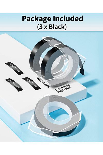 erorex شريط ملصقات النقش متوافق مع طابعة Dymo Embosser Label Maker مقاس 3.8 بوصة ملصقات بلاستيكية ثلاثية الأبعاد