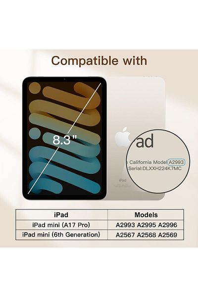 JETech Magnetic Case For Ipad Mini A17 Pro 2024 Model 7Th Generation Mini 6 2021 Model 6Th Generation