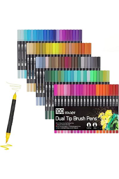 erorex Dual Tip Brush Pen 100 Color Fine Point Markers Coloring Brush Fine Line Art Marker Pen For Kids