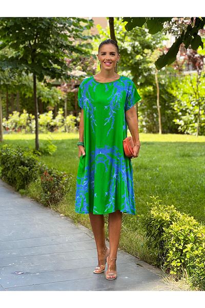 Nevin Kaya Moda فستان بنمط البحر باللون الأخضر