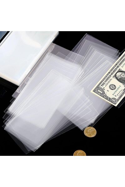 erorex 200 Pieces Currency Sleeves Plastic Paper Money Holders For Collectors Bill Holders Money Sleeves