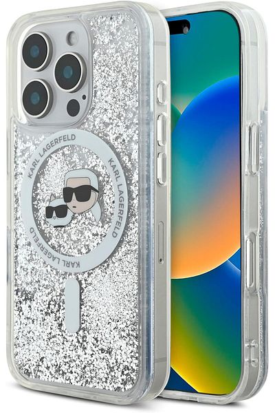 CG Mobile جراب صلب لامع سائل متوافق مع هاتف Iphone 16 Pro Max مع رأس Karl وChoupette