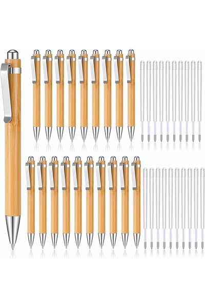 erorex Bamboo Wooden Ballpoint Pen Laser Engraved Diy Pen Natural Wood Bamboo Pen Retractable Wooden Pens