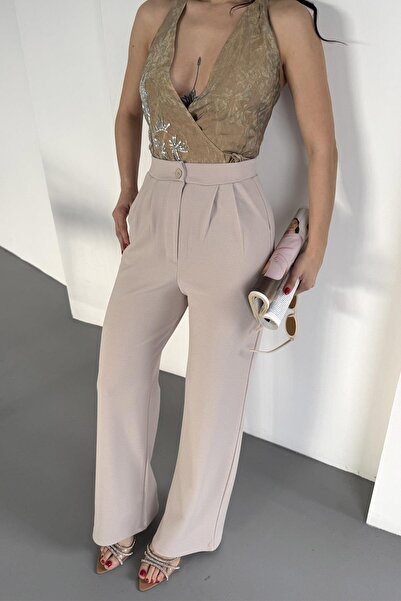 İstangül Butik Повні лайкрові еластичні штани з високою талією та складками