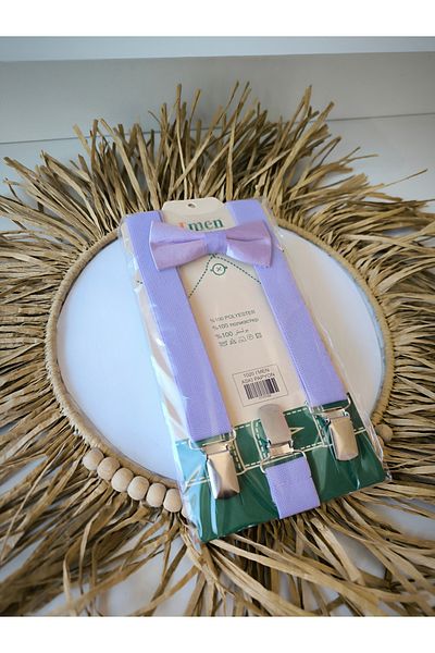 Monkabox Lilac Color Boy's Suspender Bow Tie Set