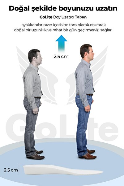 GoLite 2.5 Cm Boy Uzatıcı Tabanlık, Gizli Topuk Yükseltici Ayakkabı Tabanlığı - Mz15 Beyaz