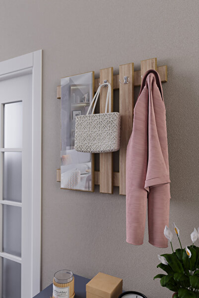 zeo wood design Aynalı Duvar Elbise Askılık