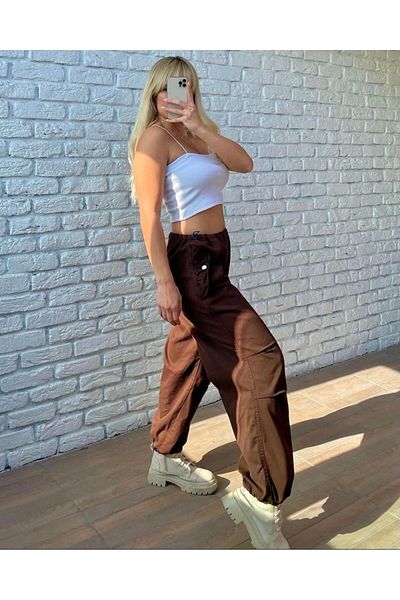 KOTOLOG Unisex Urban Baggy Parachute Pant - I Wide Leg, Relaxed Fit, Adjustable Cotton Fabric