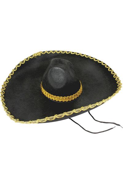 Belle Fusion Sombrero Mexican Hat Mariachi with Gold Stripe Adult Size