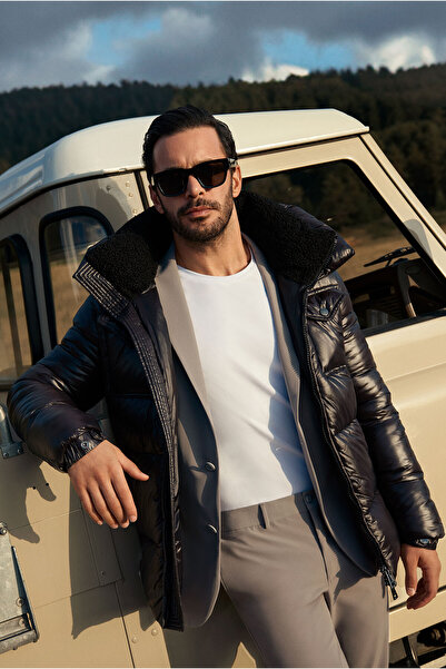 Abdullah Kiğılı Sherpa Detailed Hooded Sports Inflatable Jacket