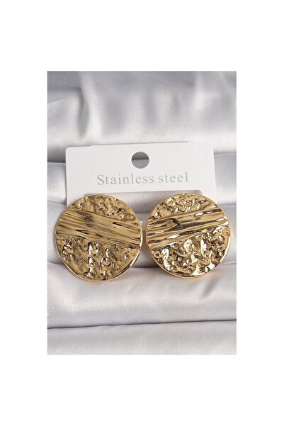 Skygo Brass Gold Color Embroidered Circle Plate Model Women's Earrings - Tj-Bkp10153
