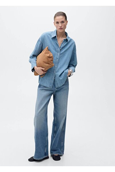 MANGO Woman Оверсайз джинсова сорочка