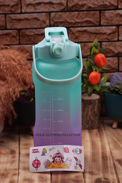 cosmoshome Motivational Water Bottle Water Bottle 2 Liter Sticker and Straw Water Bottle