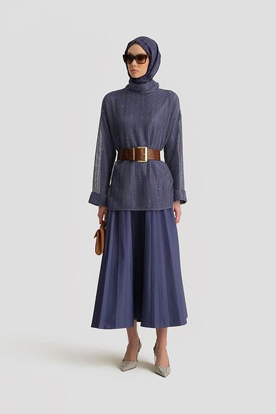 Armine Διχτυωτή μπλούζα με ζώνη 25y3700 Misty Purple