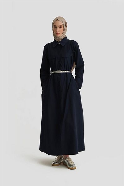 Armine Φόρεμα Navy Blue Shredded Cotton 25y9009