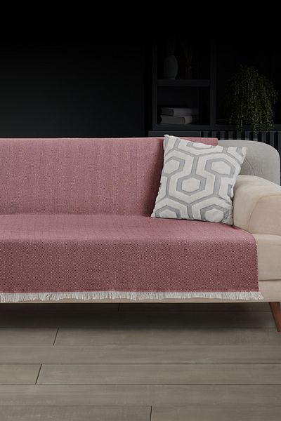 LADYNİL Fringed Seat Cover |   Sofa Shawl 180X210Cm Cotton Claret Red