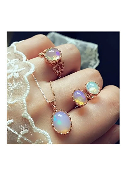 GIFTPALACE 4 Adet Vintage Boho Tarzı Kolye Küpe Yüzük  Takı Seti