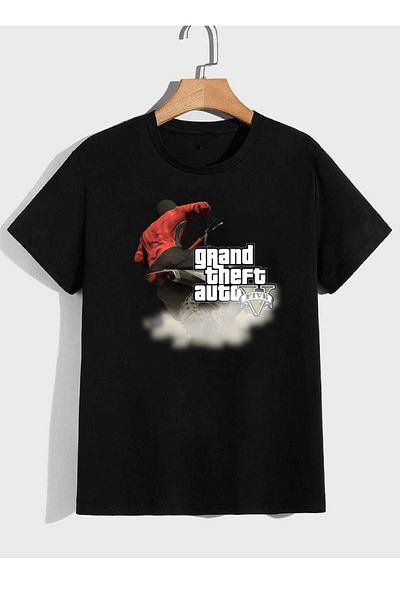makiteks Ανδρικό μπλουζάκι με στάμπα GTA5 Oversize Crew Neck (Five Taarruz Punto) Ανδρικό Unisex Λευκό Μαύρο Γκρι