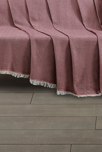 LADYNİL Saçaklı Koltuk Örtüsü | Koltuk Şalı 180x210cm Pamuk Bordo