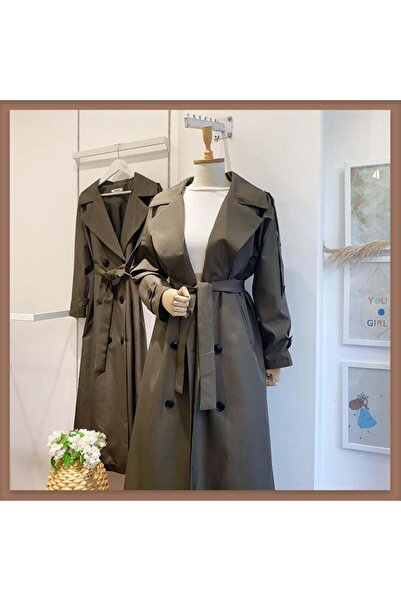 Faya Boutique Haki yeşili pardesü model trençkot