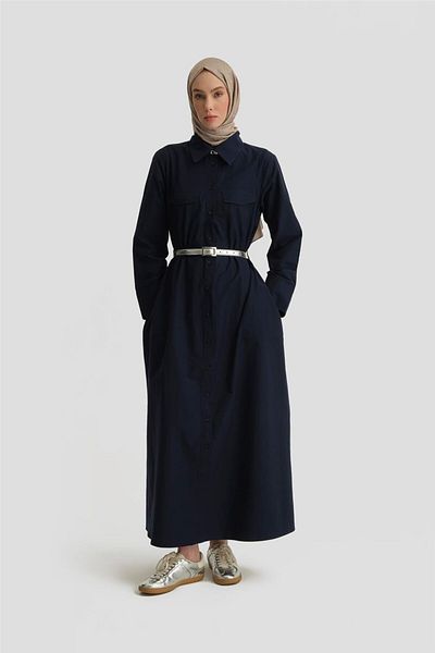 Armine Φόρεμα Navy Blue Shredded Cotton 25y9009