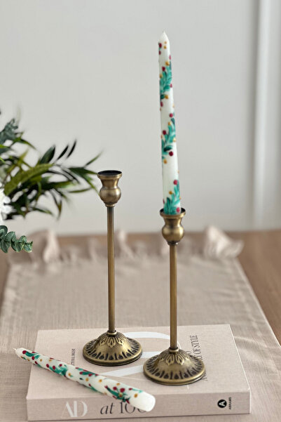 Shura Homeware 2'li Rustik Şamdan Metal Eskitme Kaplama Şamdan & Mumluk