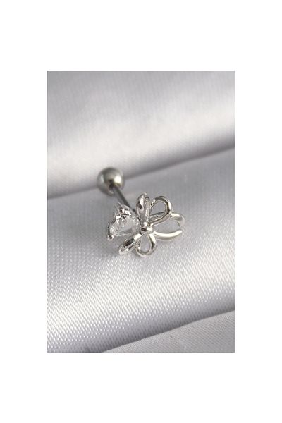 Skygo 316L Steel Silver Color Zircon Stone Detail Ribbon Model Tragus Piercing - Tj-Pr1289