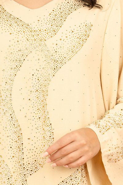 IKKXA Shimmering Crystal Jalabiya with Patterned Crystal Detailing