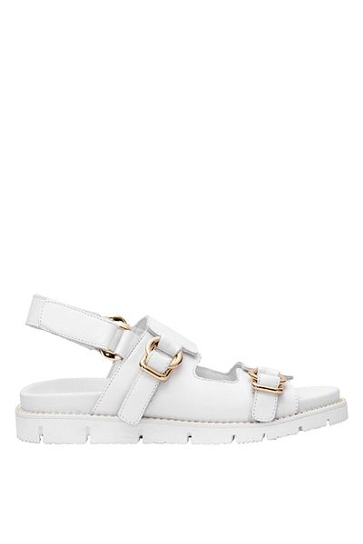 Venüs Women's White Genuine Leather Flat Sandals 25440013 Y
