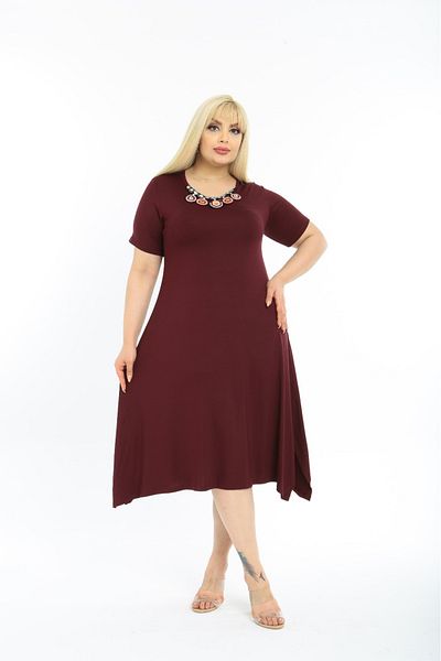 MJORA Lapel Detailed Slit Knitted Comfortable Fit Dress