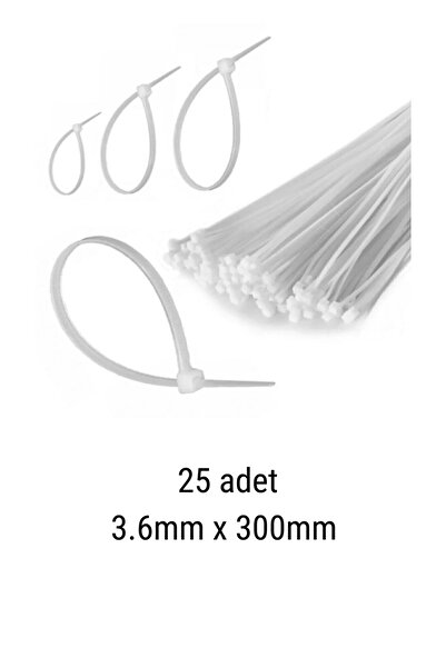 ODTA 25 Adet Plastik Cırt Kelepçe Kablo Bağı Kablo Düzenleyici 3.6 X 300mm