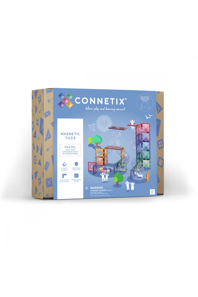Connetix Σετ Κατασκευής Μαγνητικών Πλακιδίων Μαγνητικά Μάρμαρα 80 Τεμάχια σε Παστέλ Χρώματα