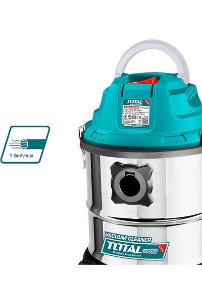 TOTAL Industrial Wet and Dry Vacuum Cleaner, 1000 W, 12 Litre, Blue