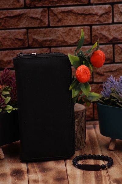 Ozka Leather Collection Unisex Lompo Tura Long Leather Card Holder Πορτοφόλι και Δώρο βραχιολάκι