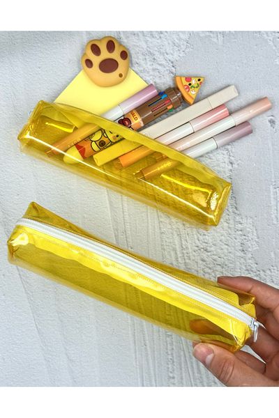 ZeCo Collection Yellow Transparent Multipurpose Pencil Case