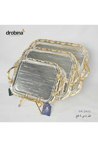 drobina طقم تباسي تقديم فاخر ستانلس ستيل من دروبينا