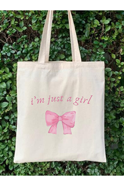Cemira I'm Just a Girl Tasarım Y2K Ham Bez Tote Bag Çanta, Pinterest Çanta