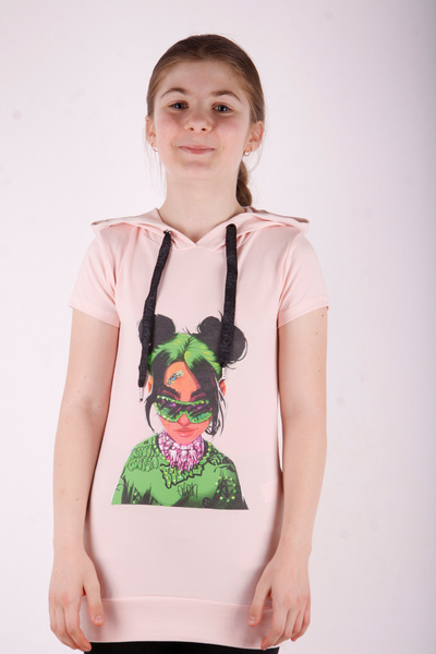 Toontoy Girl's Billie Eilish Printed Hooded Sweatshirt