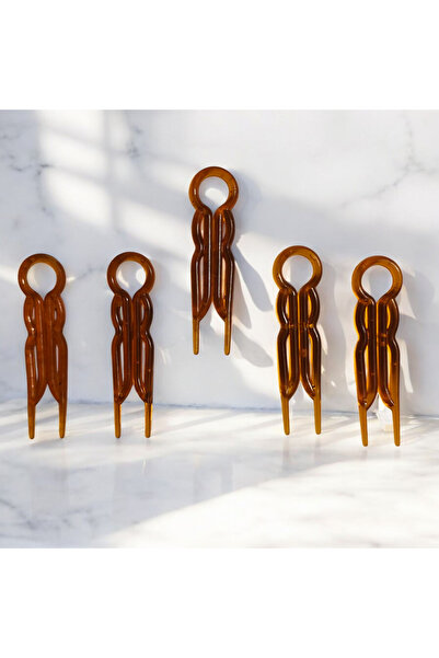 Marchen Collection Kadınlar için Saç Topuz Tokası Kahverengi 10 ADET