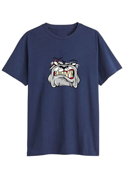 makiteks Ανδρικό μπλουζάκι Unisex Oversize με στάμπα μπουλντόγκ Λευκό-Μαύρο-Γκρι