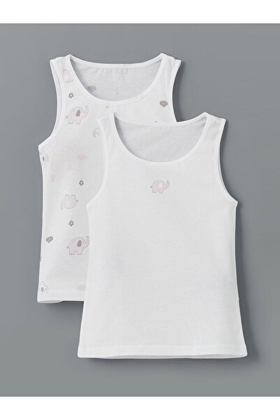 LC Waikiki قميص داخلي بناتي مطبوع برقبة دائرية من LCW Kids، عبوة من قطعتين